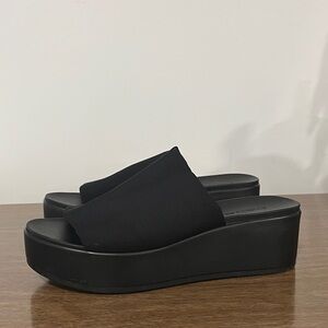 bebe Black Platform Slides